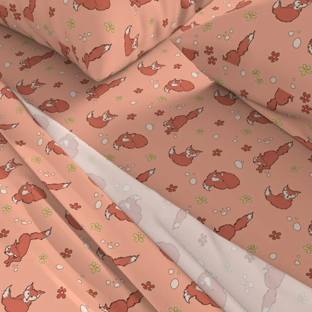 Forever Foxes Queen Size Sheet Set - Coral alternate view