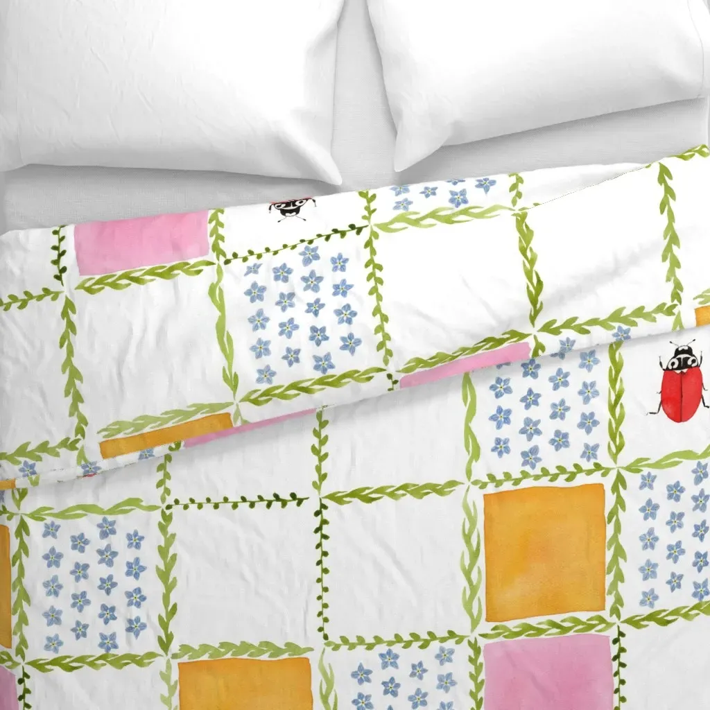 Forget-Me-Not Lady Beetle 2 Duvet Cover - Orange alternate view