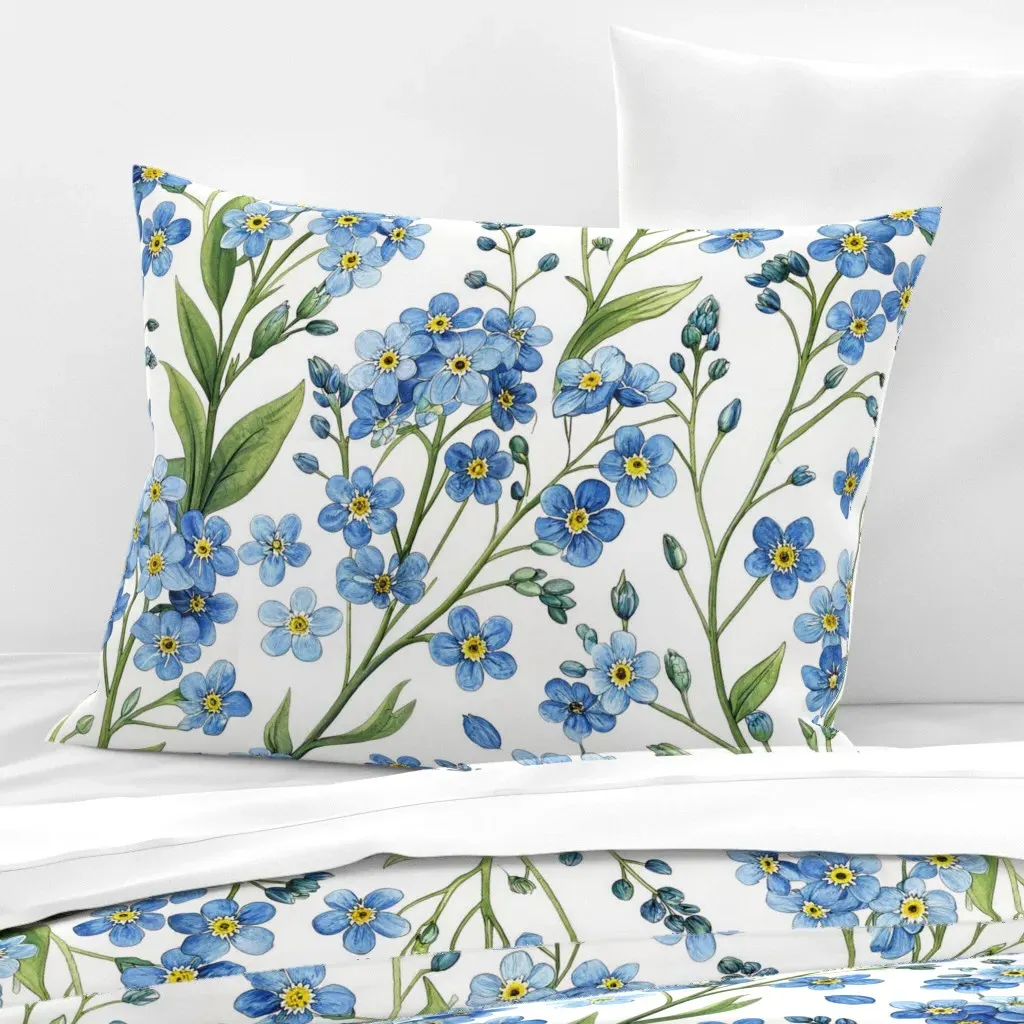 Forget Me Nots Standard Knife Edge Cushion Cover - Blue, Cotton Sateen product