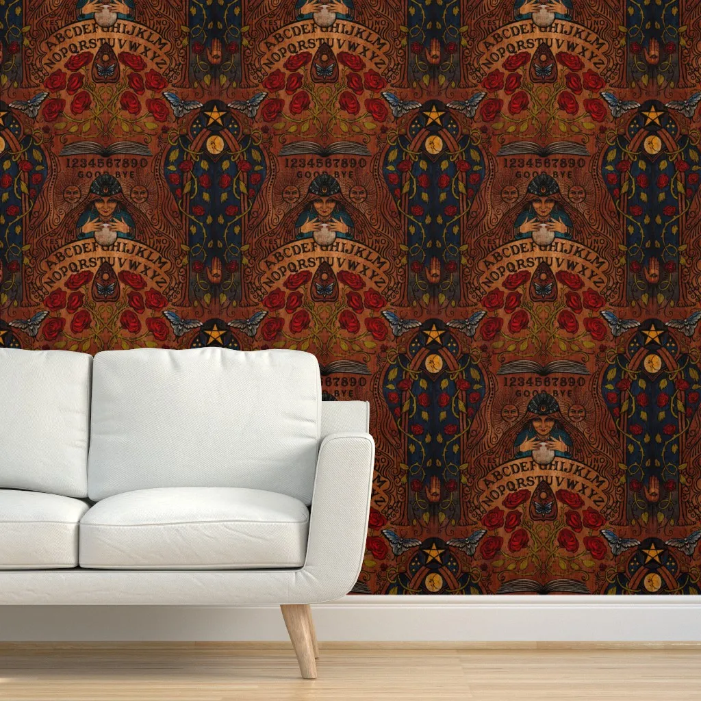 Fortune Teller In The Rose Garden Peel and Stick Wallpaper - Dark Brown product