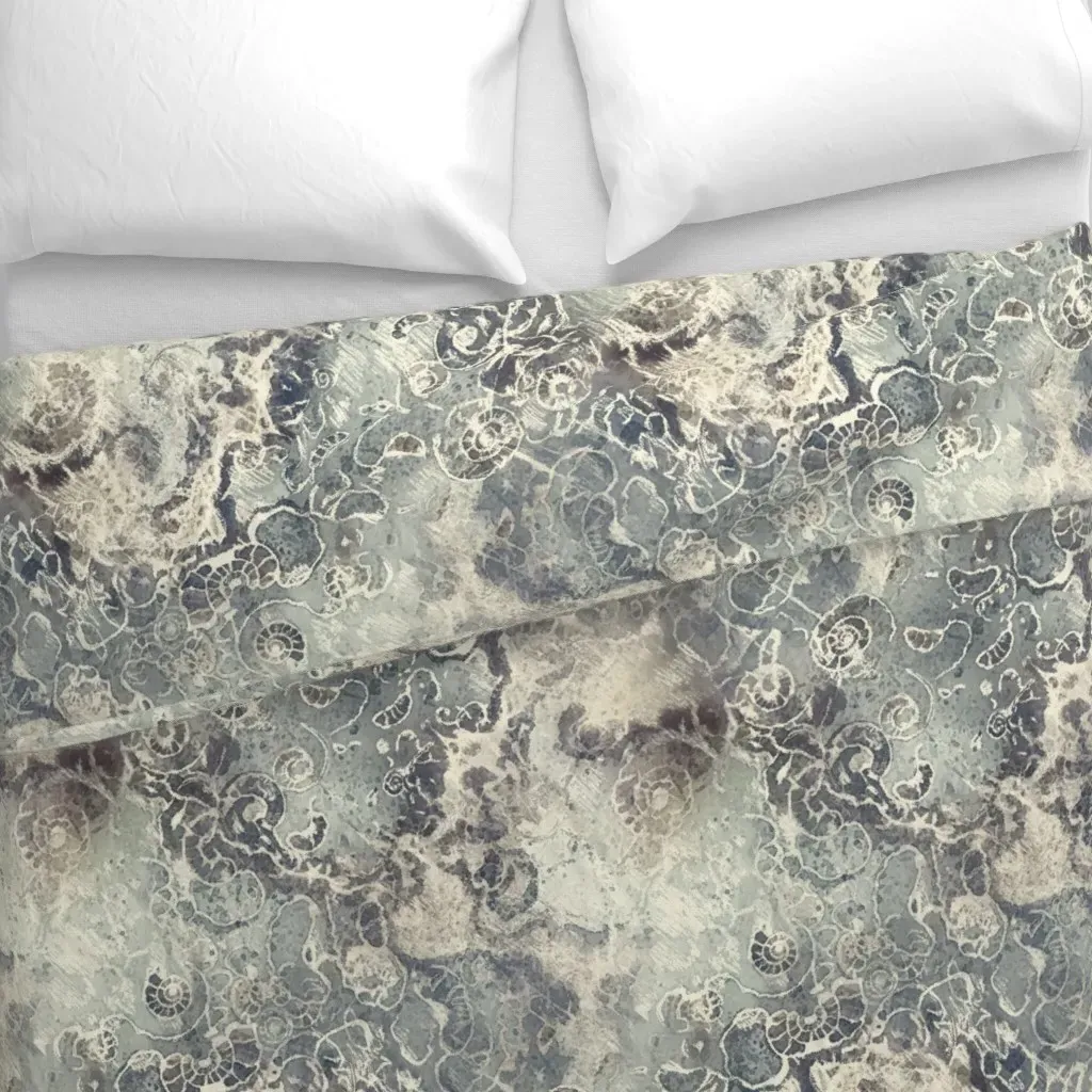 Fossil Flow Coastal Duvet Cover - Gray alternate view