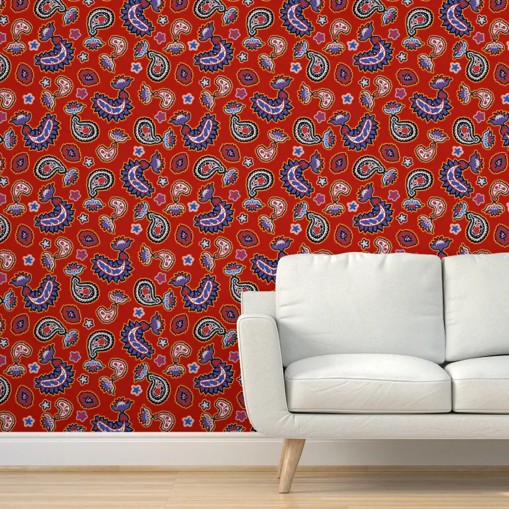 Fourth Of July Paisley Peel and Stick Wallpaper - Red product