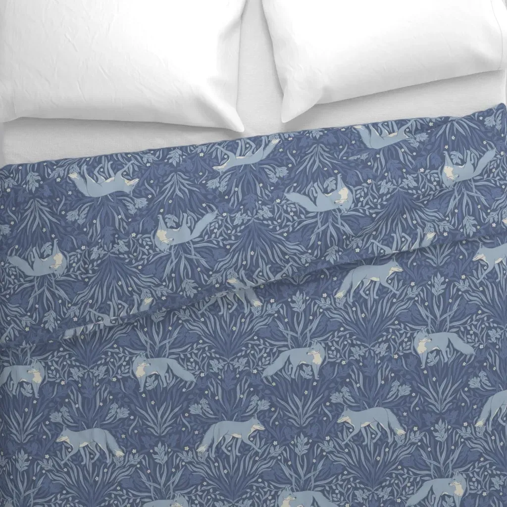 Fox Botanical Large Duvet Cover - Blue, Denim alternate view
