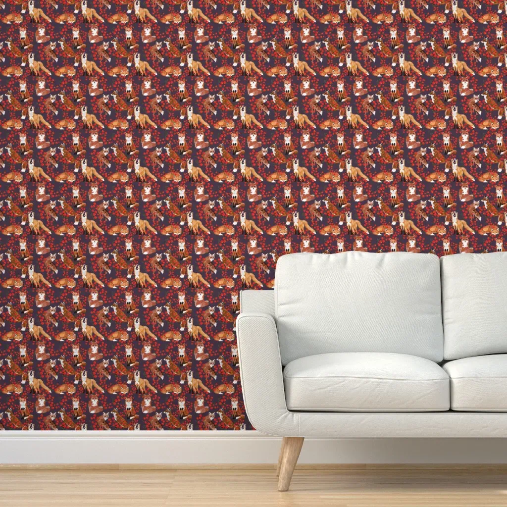 Foxes And Berries Peel and Stick Wallpaper - Orange product