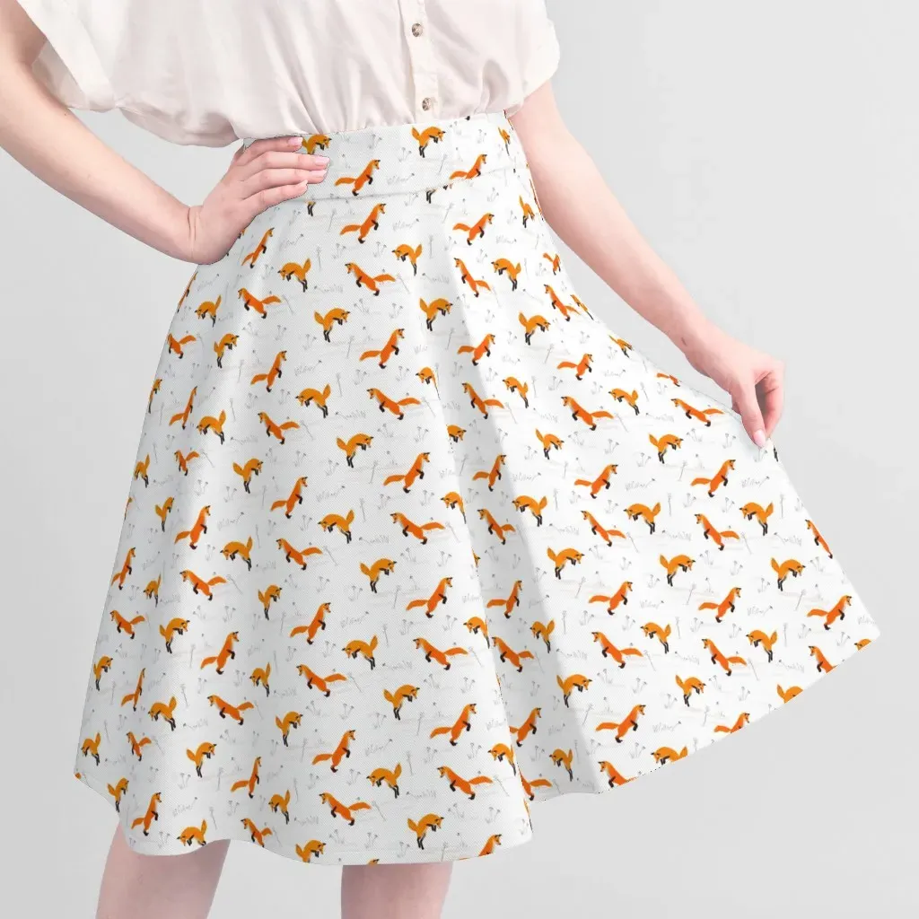 Foxes In The Snow Sport Pique Printed Fabric - Orange alternate view