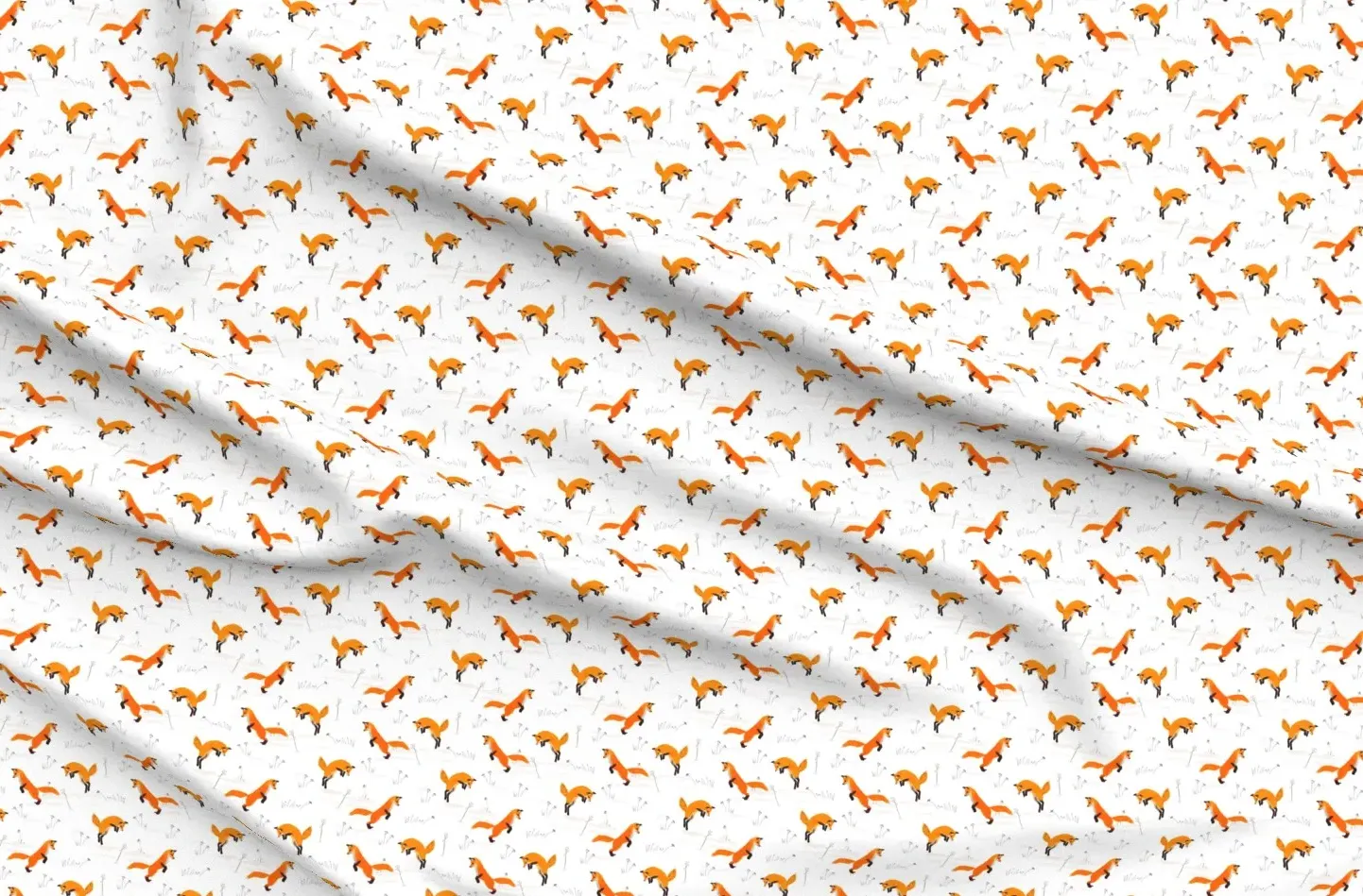 Foxes In The Snow Sport Pique Printed Fabric - Orange product
