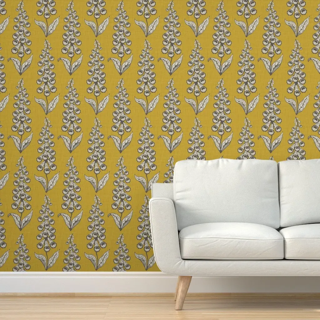 Foxglove Peel and Stick Wallpaper Removable - Mustard Yellow product