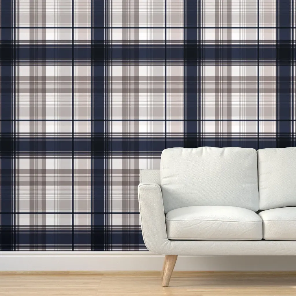 Frances Plaid Sorrel Peel and Stick Wallpaper - Dark Blue product