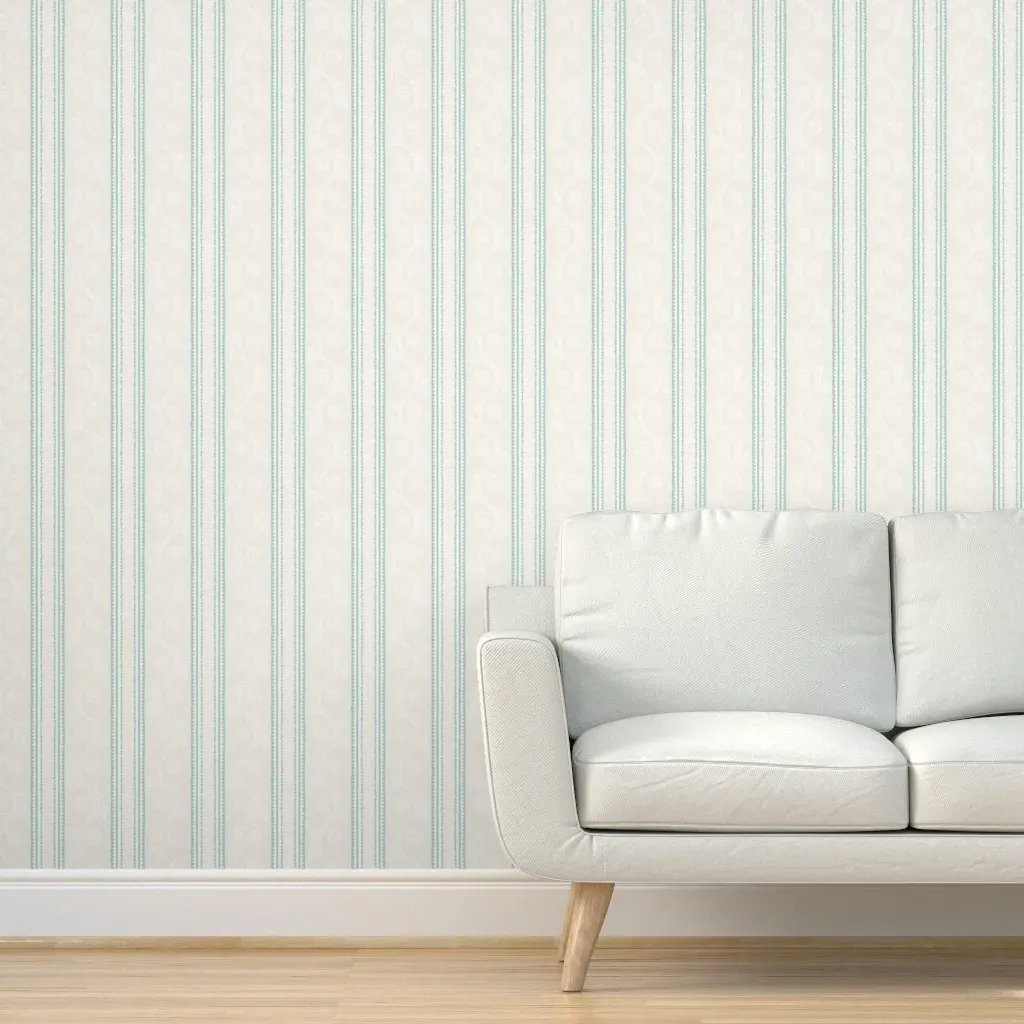 Francie Stripe Peel and Stick Wallpaper - Bone and French Green product