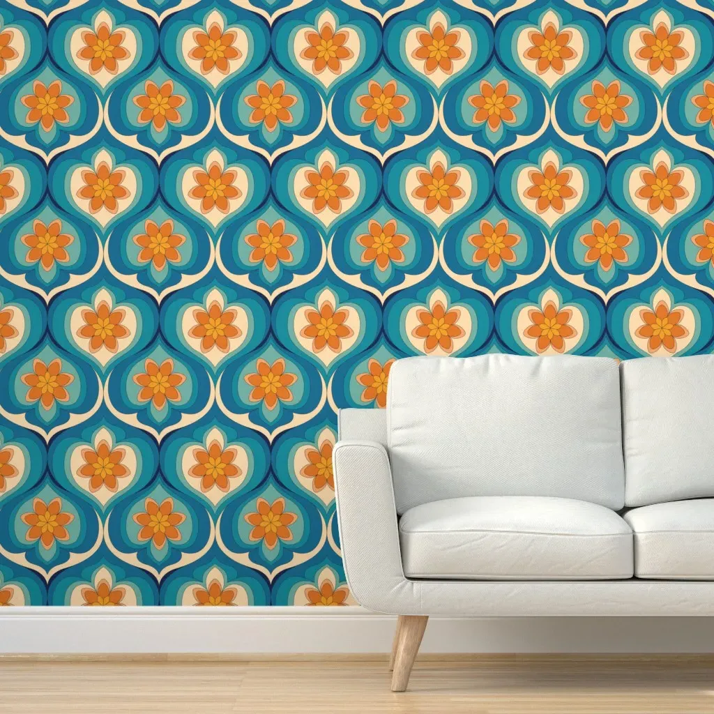 Freddie Retro Aces Peel and Stick Wallpaper - Orange product