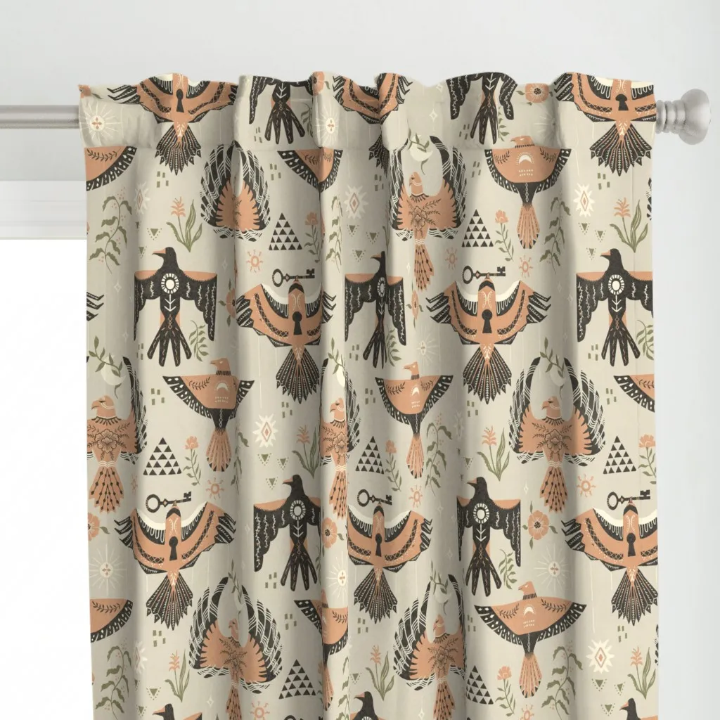 Free Spirit Tattoo Curtain Panel - Terracotta alternate view
