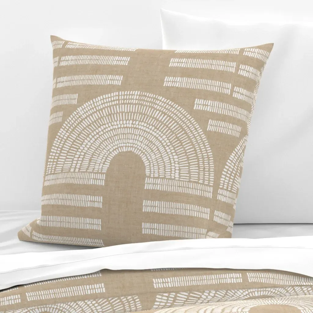Freehand Dash Arches Euro Pillow Sham - White on Beige product