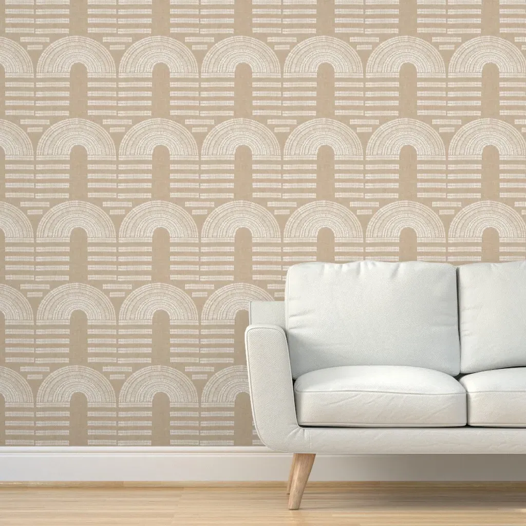Freehand Dash Arches Peel and Stick Wallpaper - White, Beige product