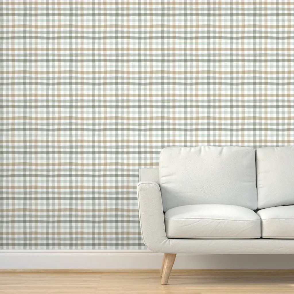 Freehand Gingham Plaid Peel and Stick Wallpaper - Sage Green product