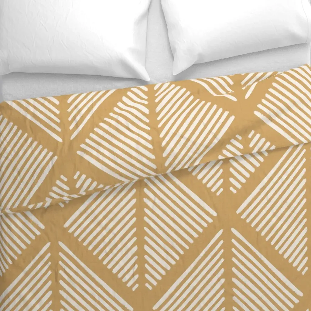 Freehand Lines On Brown Duvet Cover - Cream alternate view