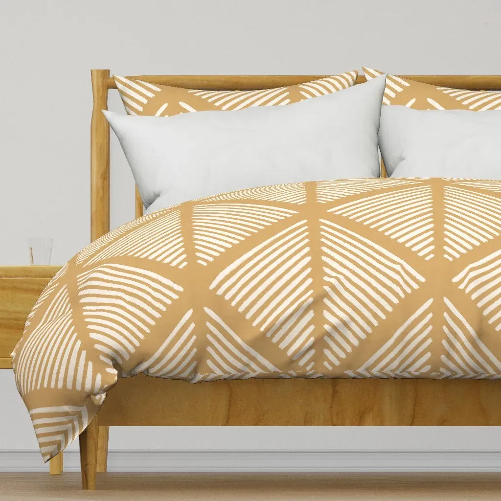 Freehand Lines On Brown Duvet Cover - Cream product