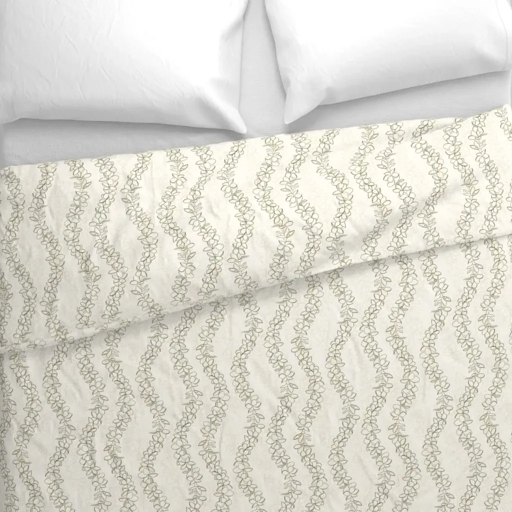 Freehand Plumeria Lei Lola Duvet Cover - Olive Green alternate view