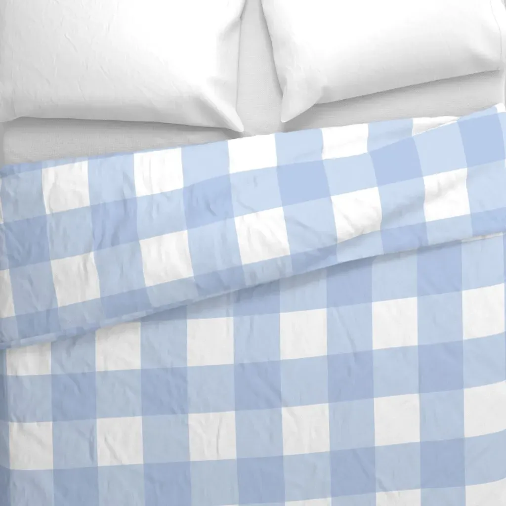 French Blue and White Gingham Duvet Cover - Baby Blue alternate view