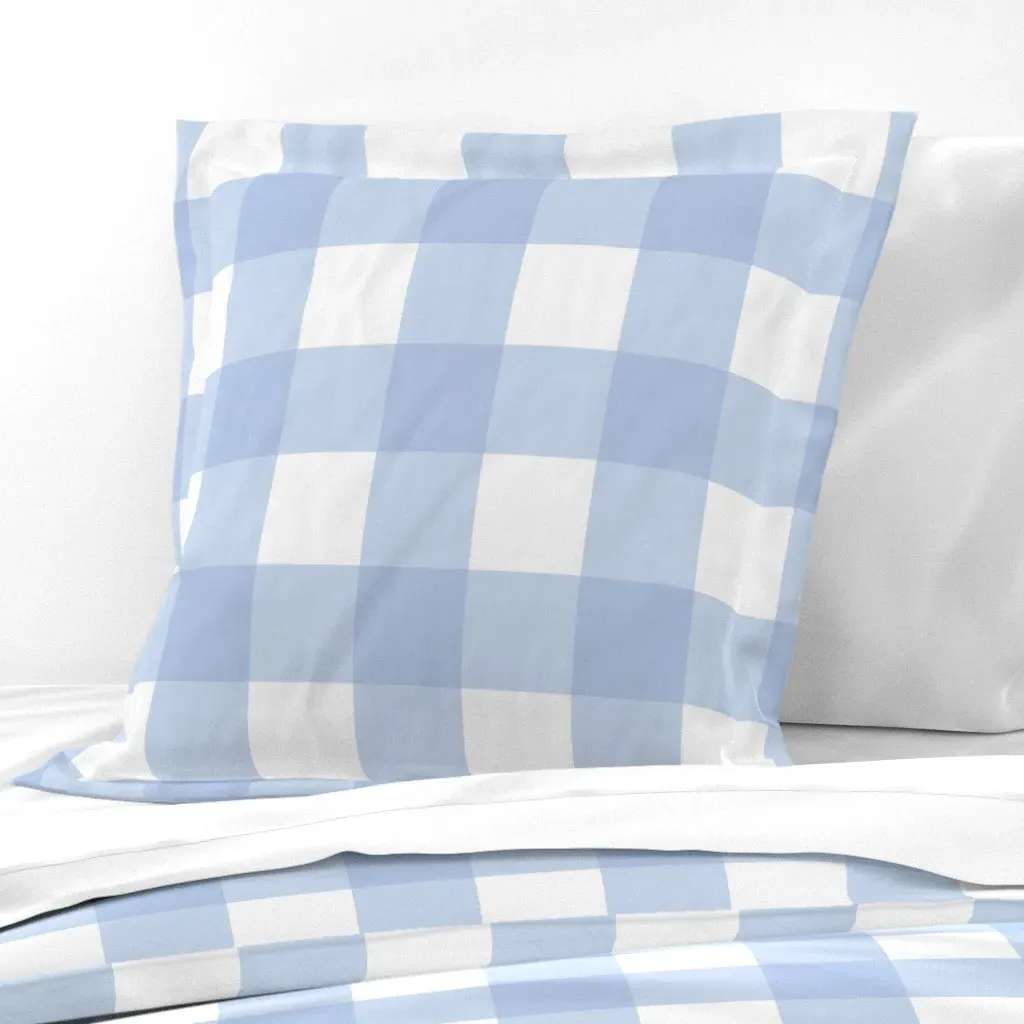 French Blue and White Gingham Euro Pillow Sham - Baby Blue product