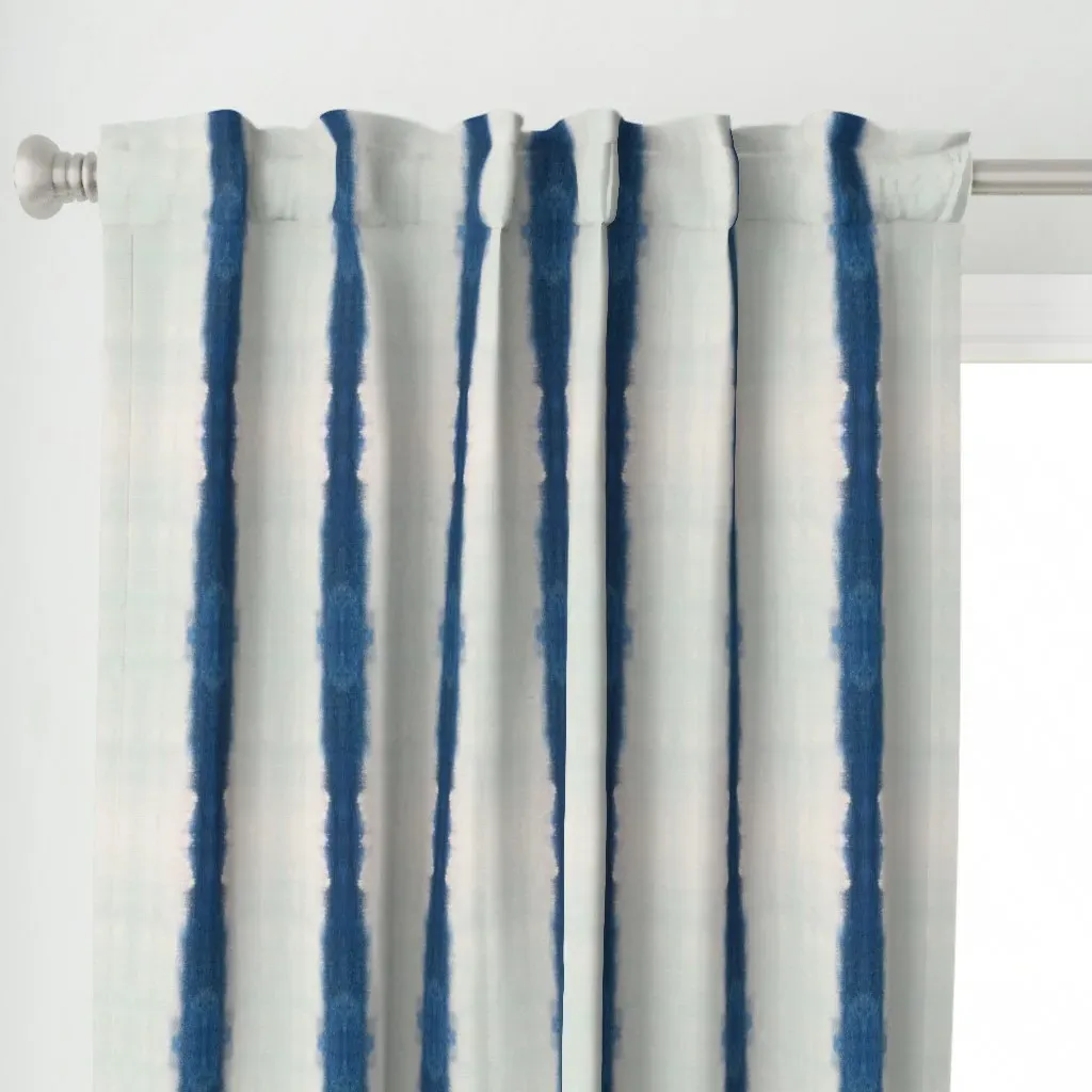 French Blue Cotton Curtain Panel - Blue alternate view