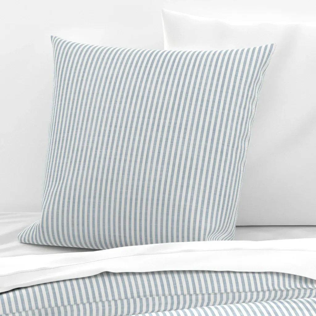 French Blue Farmhouse Linen Pinstripe Euro Pillow Sham - Light Blue product