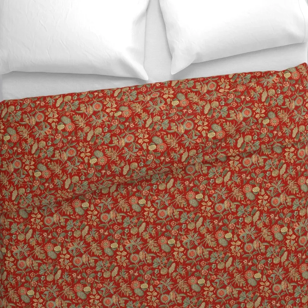 French Botanic Toile Duvet Cover - Red alternate view