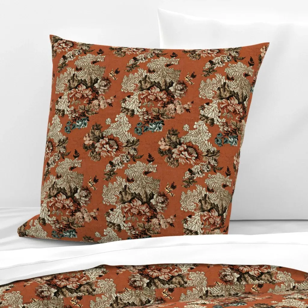 French Brocade Euro Pillow Sham - Burnt Orange product