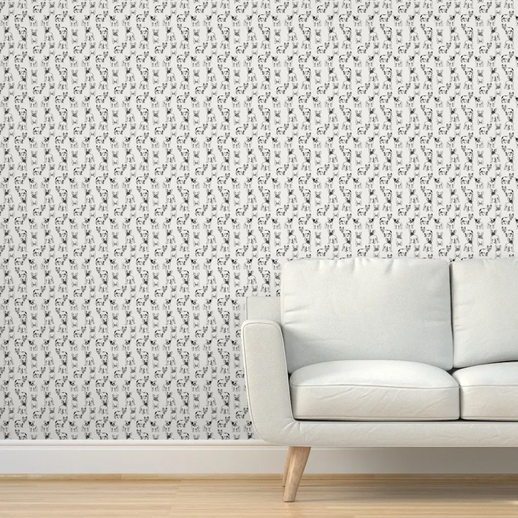 French Bulldog Peel and Stick Wallpaper - Black, Off White product
