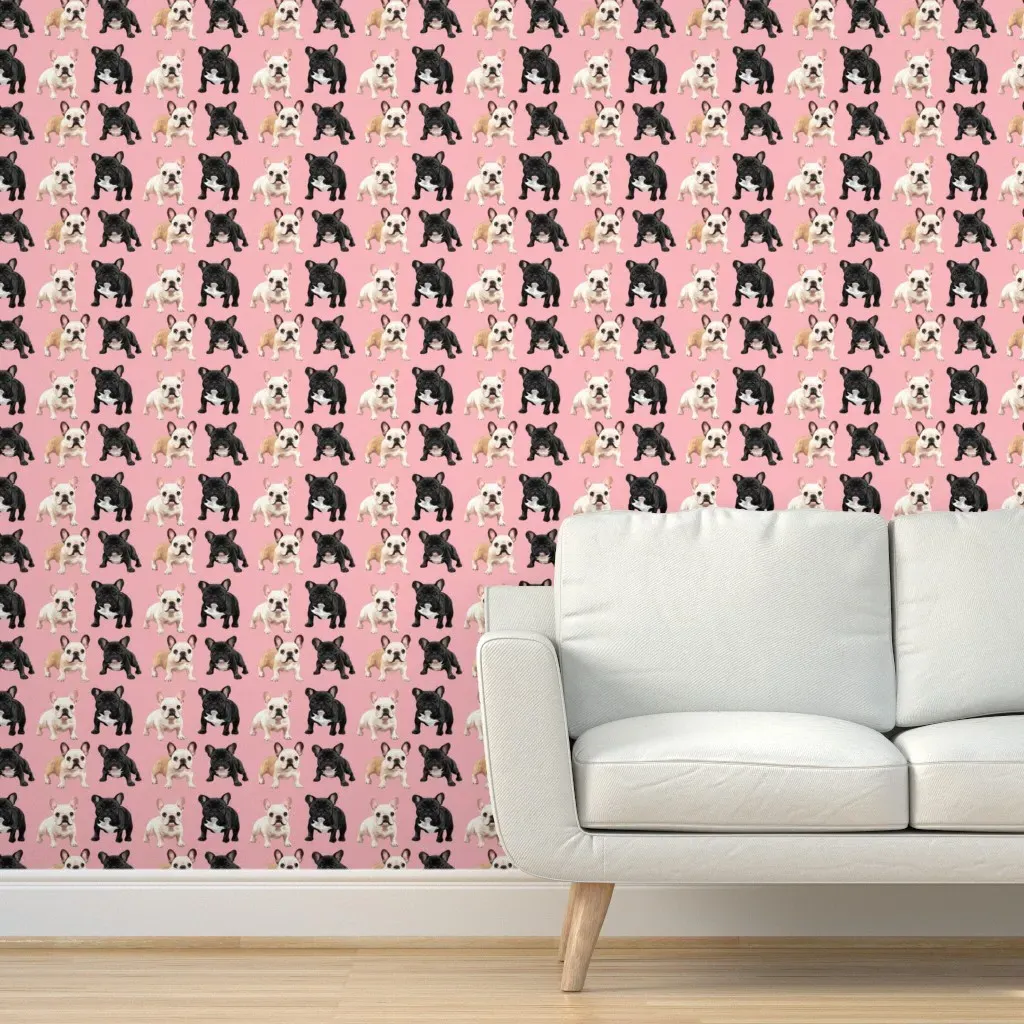 French Bulldogs Peel and Stick Wallpaper - Pink product