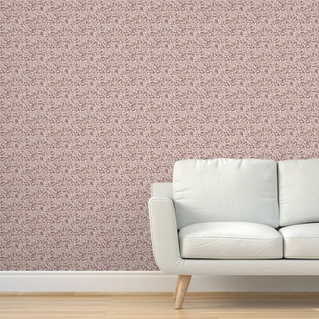 French Calico Indienne Fleurie Sergei Peel and Stick Wallpaper - Mauve product