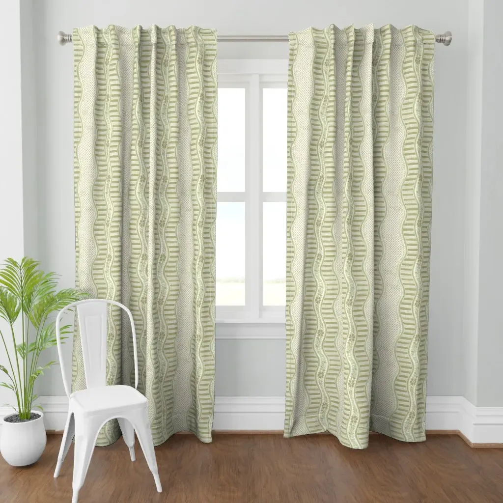 French Chintz Curtain Panel - Sage Green product