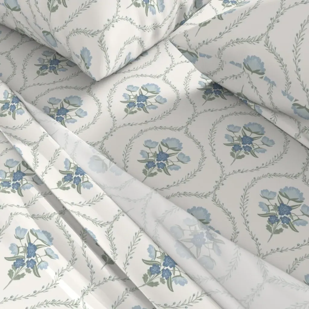 French Country Floral King Sheet Set - Light Blue alternate view