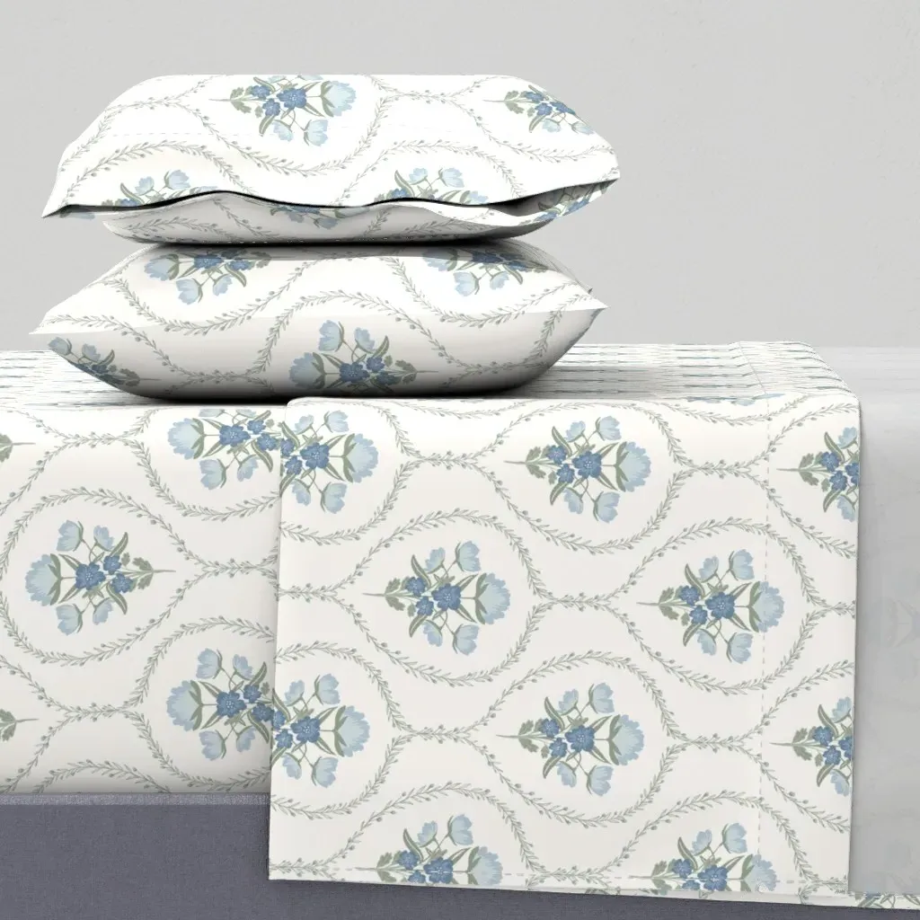 French Country Floral King Sheet Set - Light Blue product