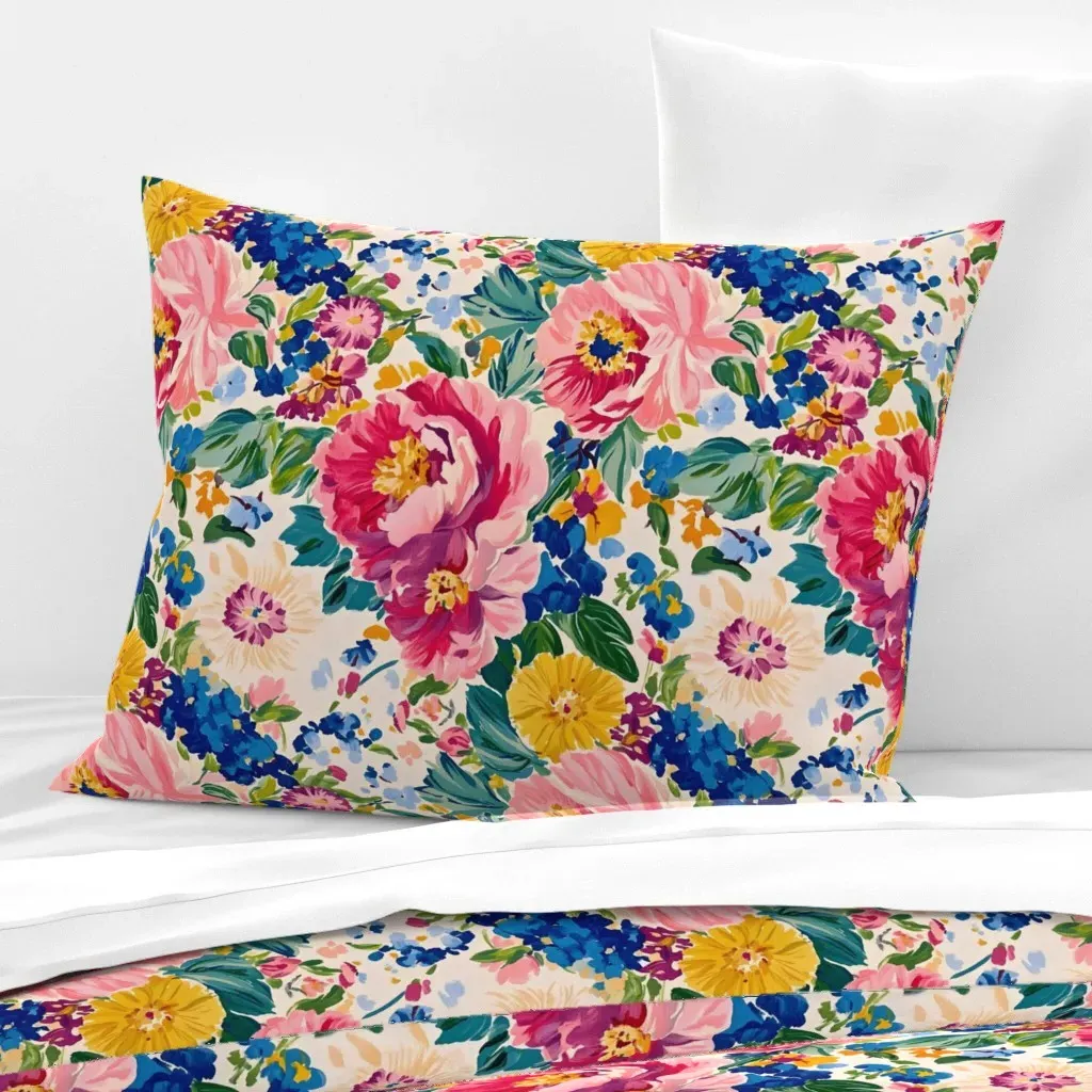 French Country Flowers Toile Standard Pillow - Pink, Cotton Sateen product