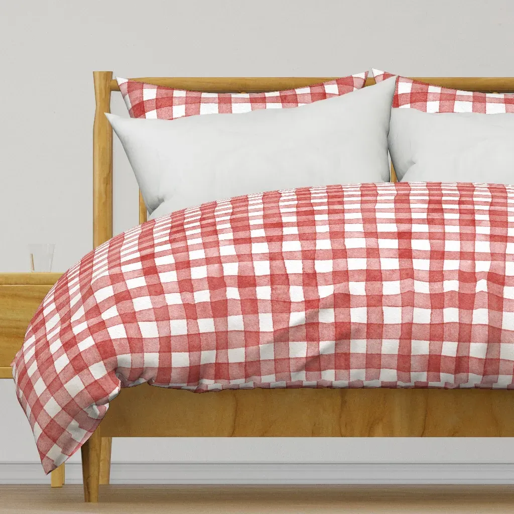 French Country Gingham Poppy Duvet Cover - Red product