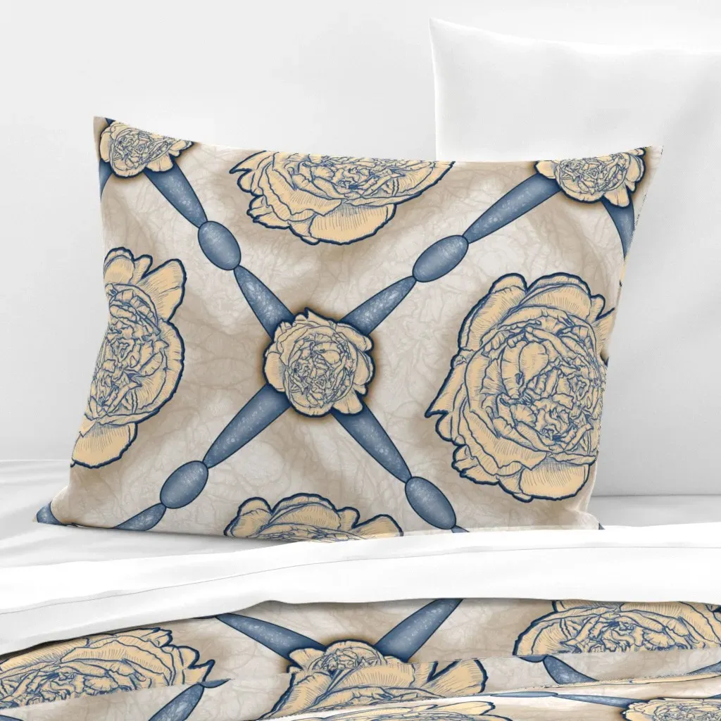 French Country Peonies Standard Pillow Cover - Beige, Cotton Sateen product