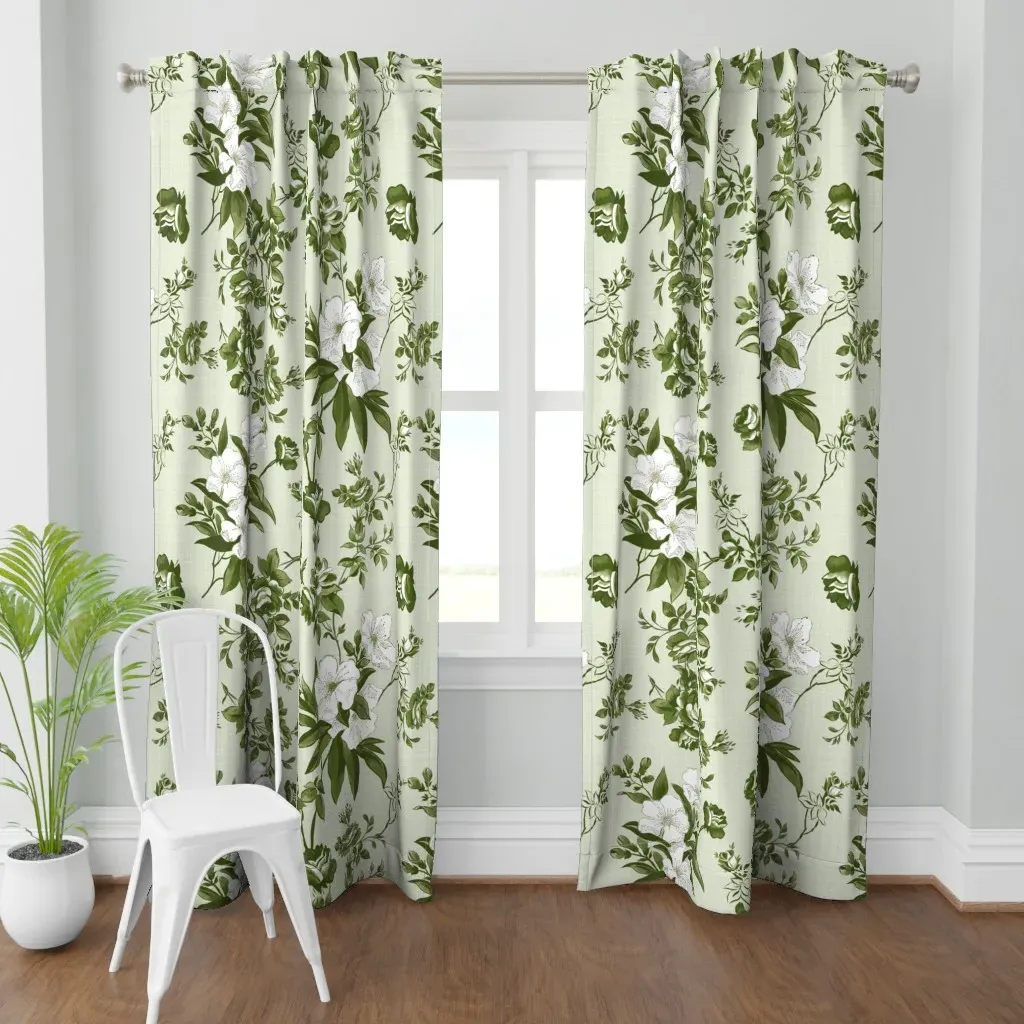 French-Country Rose Curtain Panel - Green product