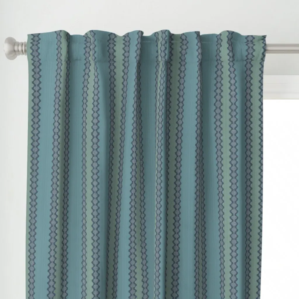 French Country Stripes Curtain Panel - Teal alternate view