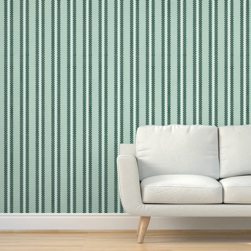 French Country Stripes Peel and Stick Wallpaper - Green product