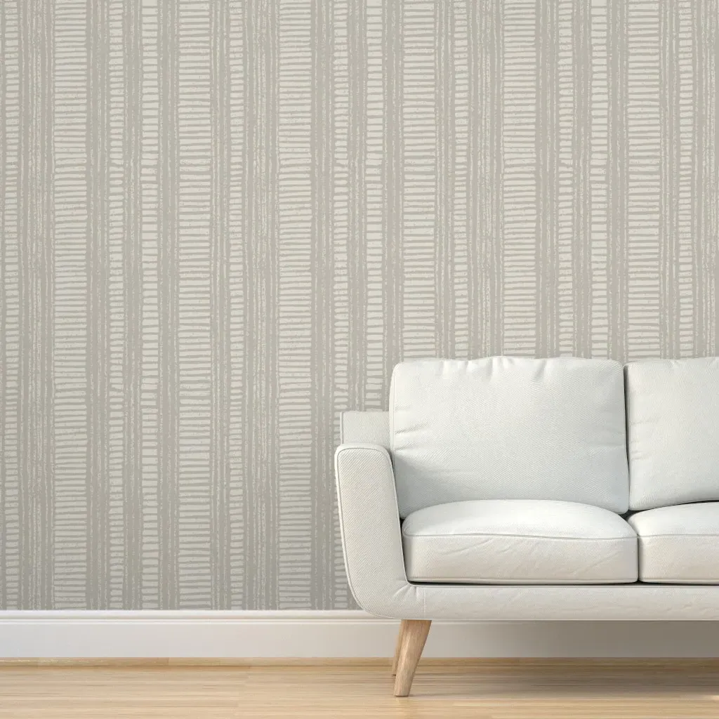 French Country Ticking Stripes Peel and Stick Wallpaper - Beige product