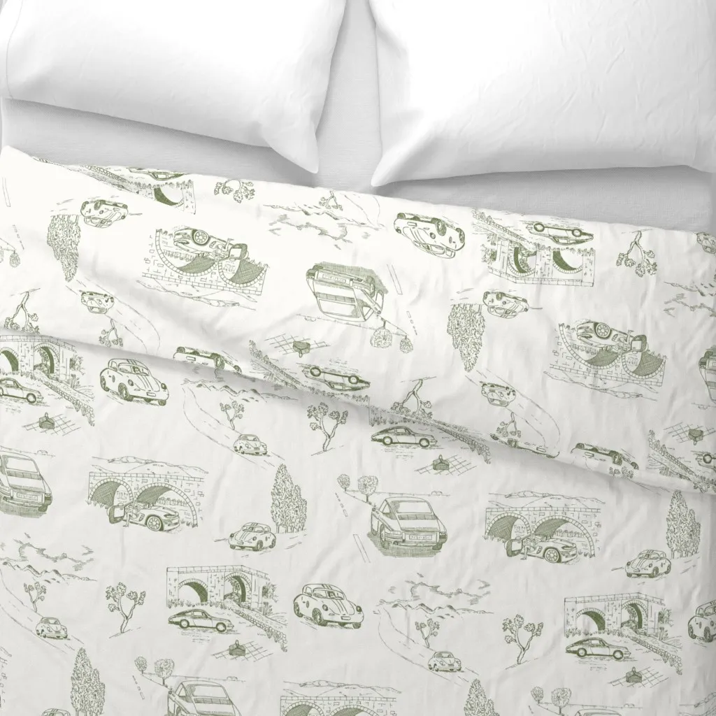 French Country Toile Duvet Cover - Green alternate view