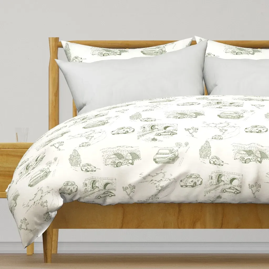 French Country Toile Duvet Cover - Green product
