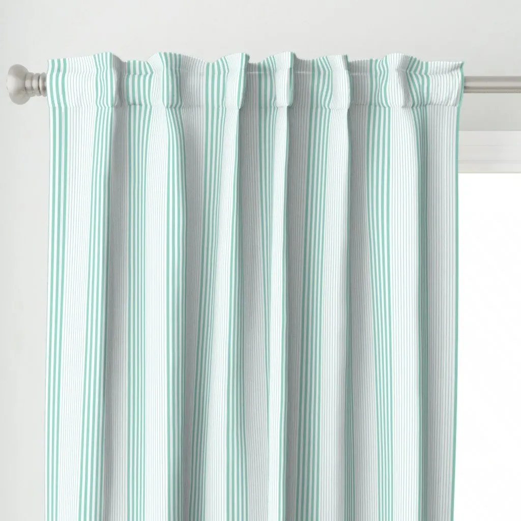 French Farmhouse Stripes Curtain Panel - Mint Green alternate view