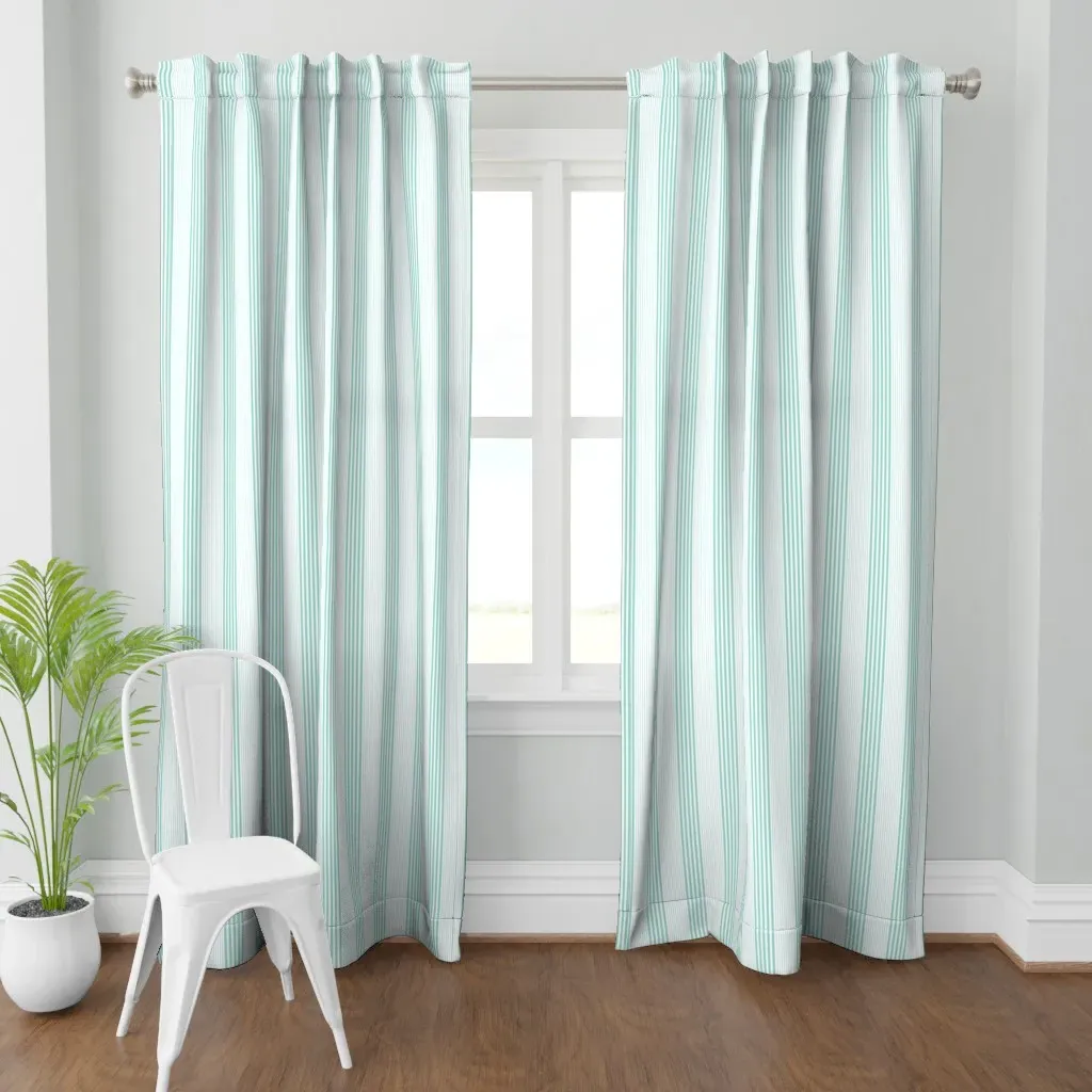 French Farmhouse Stripes Curtain Panel - Mint Green product