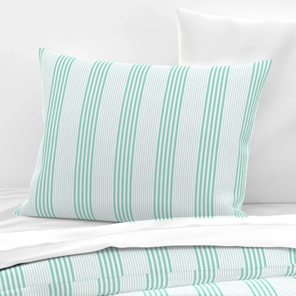 French Farmhouse Stripes Kylemore Standard Cushion Cover - Mint Green, Cotton Sateen product