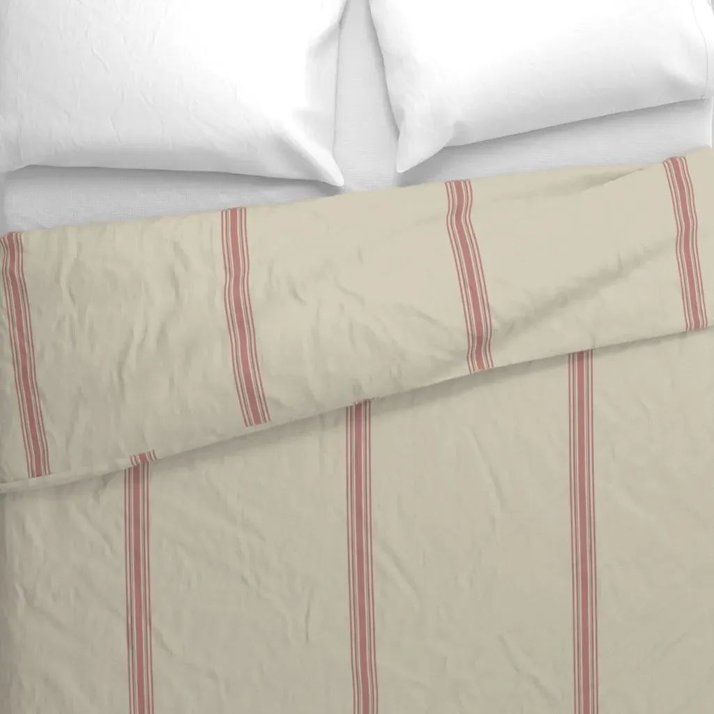 French Feed Sack Stripe Duvet Cover - Beige alternate view