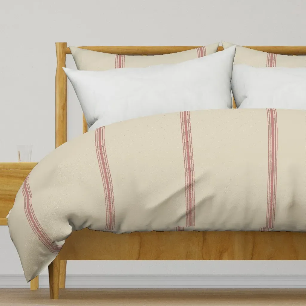 French Feed Sack Stripe Duvet Cover - Beige product