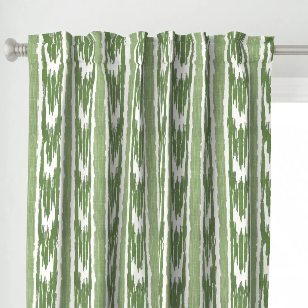 French Ikat Curtain Panel - Sage Green alternate view