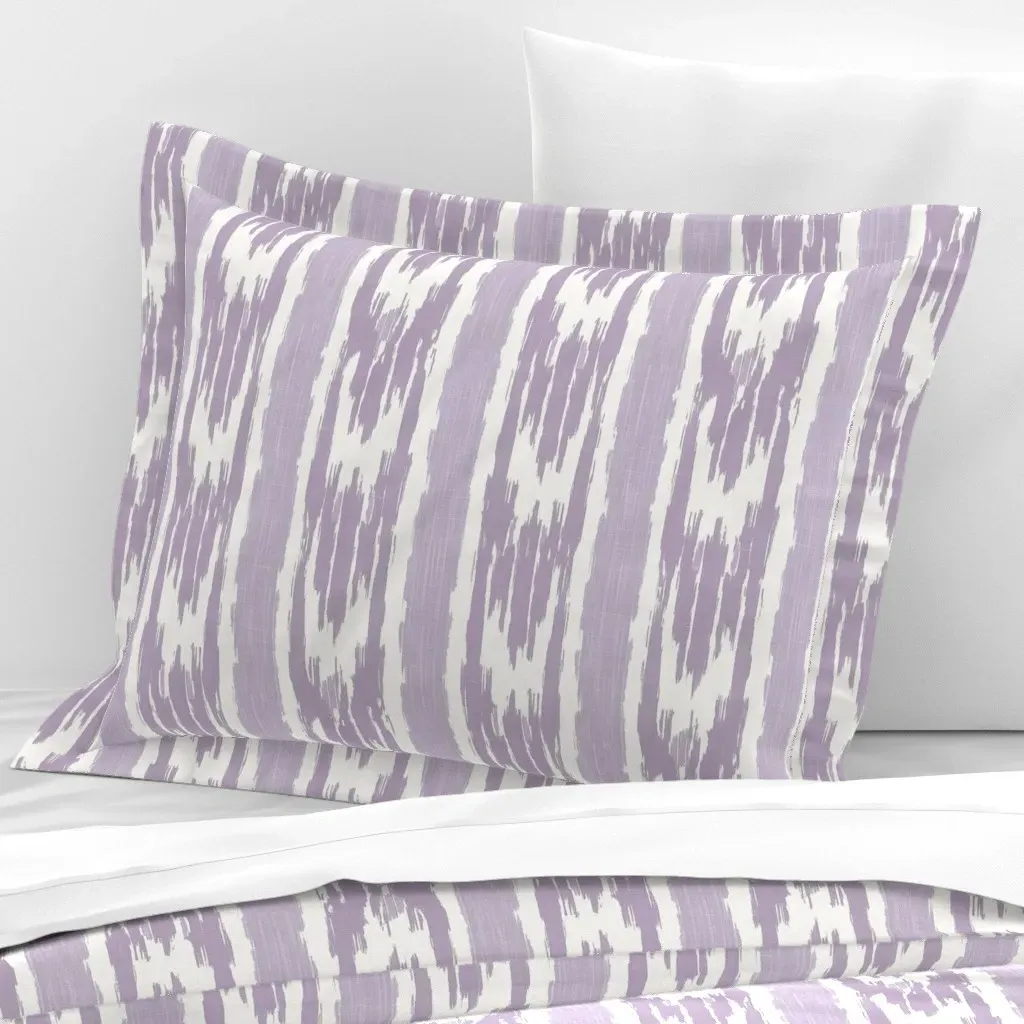 French Ikat Standard Flanged Cushion Cover - Lavender, Cotton Sateen product