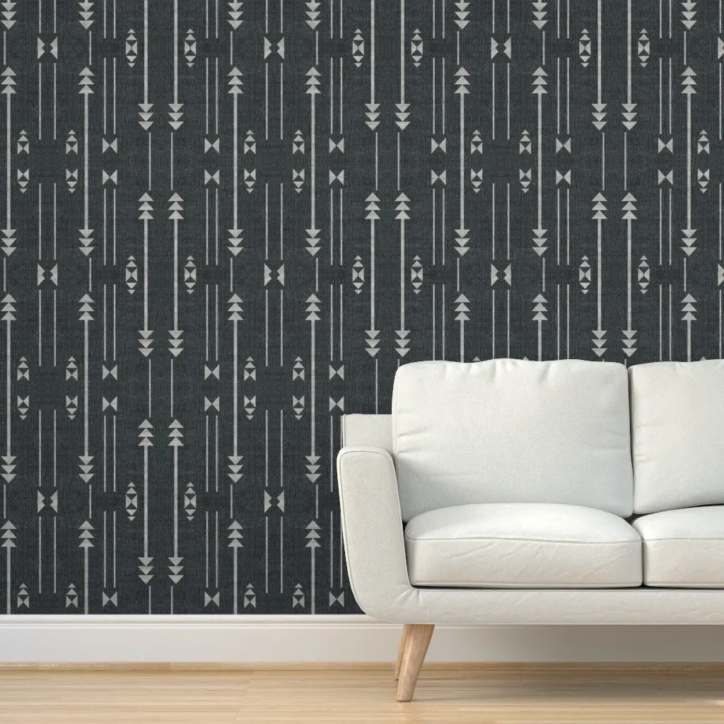 French Linen Arrow Peel and Stick Wallpaper - Grey product